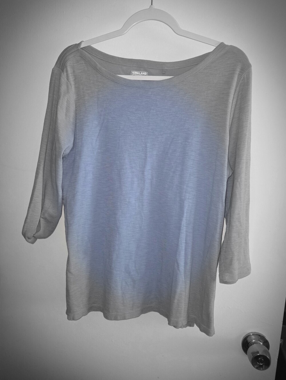 Kirkland Signature Pale Blue Boatneck Long Sleeve Tee